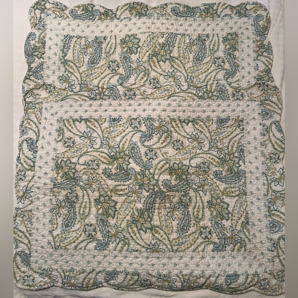Elegant Paisley Quilted Pillow Shams, 2 standard size, great vintage condition - Picture 4 of 5